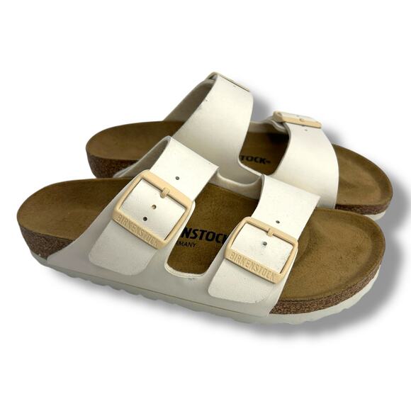 Birkenstock Women's Arizona Birko-Flor Sandals Size 37 US Size 6 Beige Cream EUC - Picture 1 of 13